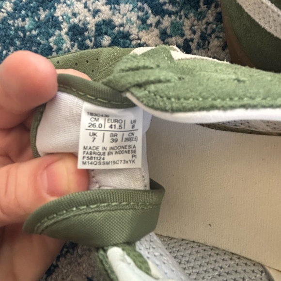 Onitska Tiger Suede Moss Green & Cream Skater Sneakers with Gum Sole NWOT - Picture 6 of 7